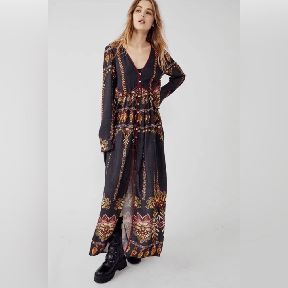 NWT Free People Foley Floral Moody Combo Maxi Dress Sz XL